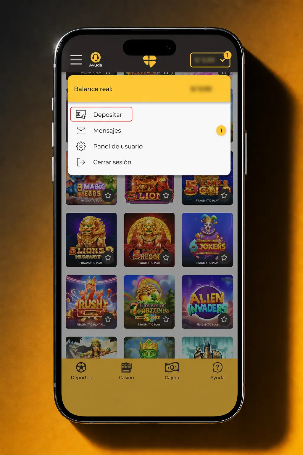 Pasos para depositar dinero en la app de Micasino usando billetera y métodos como Monnet, ALPS o PayPhone.